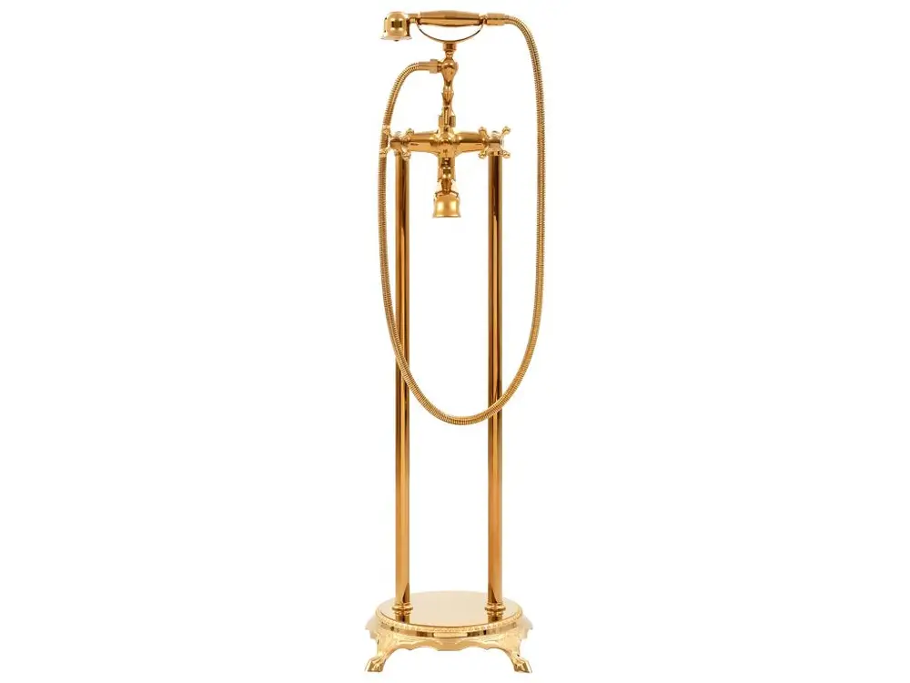 Robinet de baignoire salle de bain sur pied acier inoxydable 99,5 cm doré 02_0003479