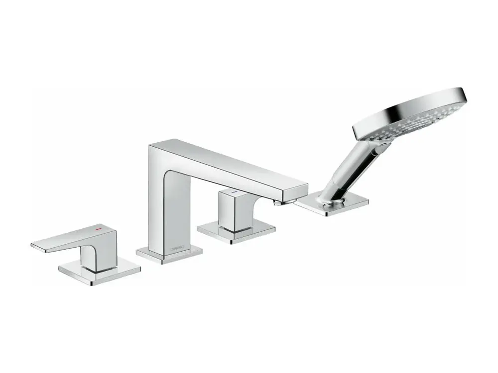 Robinet mélangeur bain douche 4 trous poignée manette HANSGROHE Metropol chromé