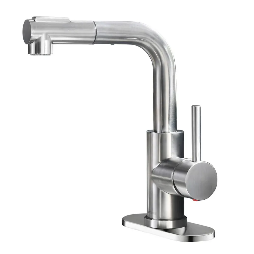 APPASO Bar Sink Faucet, Brushed Nickel Kitchen Faucet Pull-Out Sprayer Stainless Steel, Modern Seul Handle Bathroom Utilit...