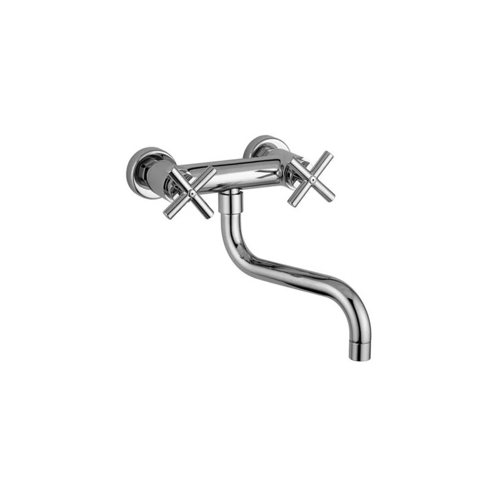 Groupe évier mural avec bec en S orientable 18 cm série Quattro modèle QTV161CR chromé Paffoni