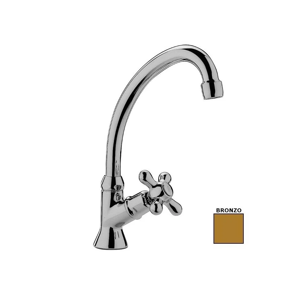 Robinet d'évier avec bec orientable série Iris modèle IRV091BR bronzé Paffoni