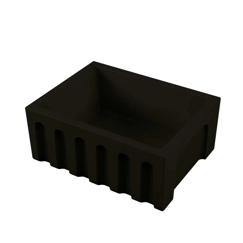 Vasque d'évier de cuisine 61x46 en céramique noir brillant collection Fluted de Ceramica Galassia avec façade cannelée