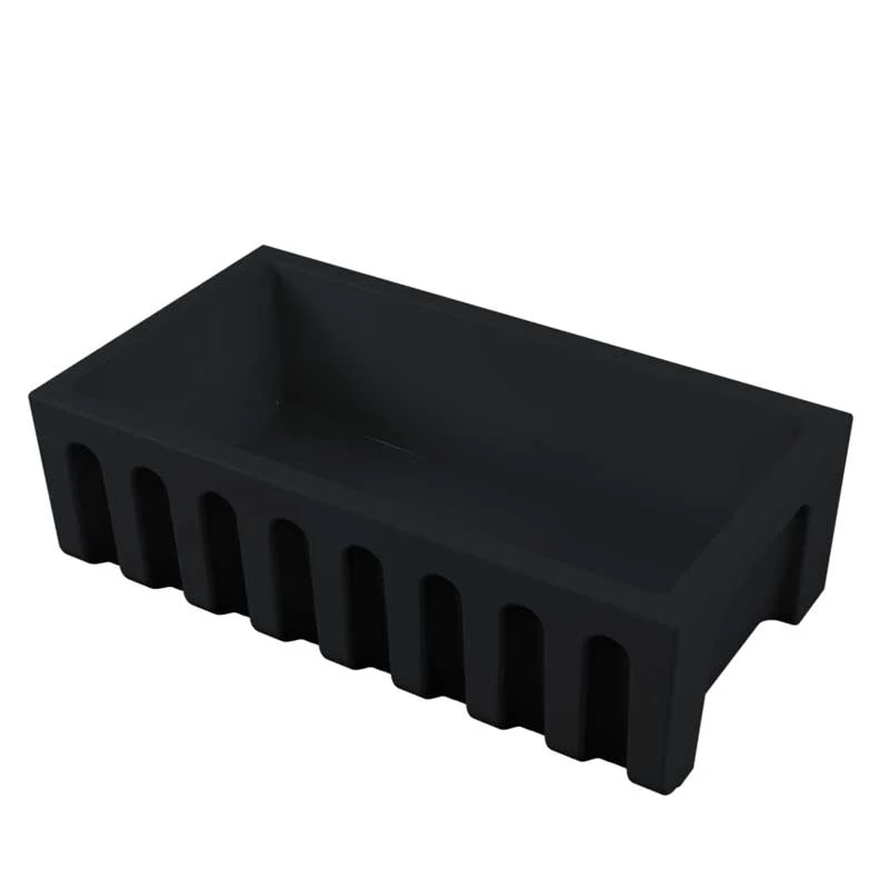 Vasque d'évier de cuisine 84x46 en céramique NOIR MAT collection Fluted de Ceramica Galassia avec façade rainurée