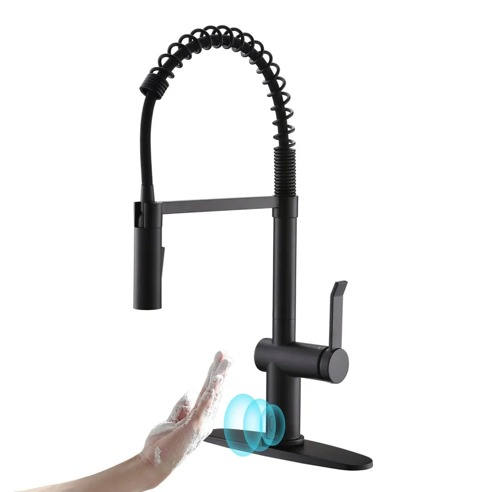 APPASO 238TL-MB Touchless Kitchen Faucet Modern Spring Matte Black Connecté Sensor Activated