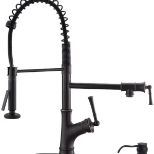 APPASO Moderne Commercial Robinet de cuisine à tirette arc élevé ressort Bronzé huilé 139ORB