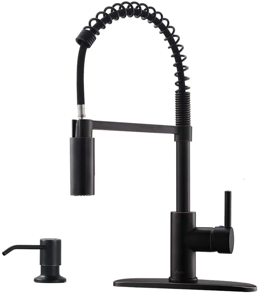 APPASO Moderne Haute Arc Robinet de cuisine à tirette commercial ressort Bronze huilé 163ORB