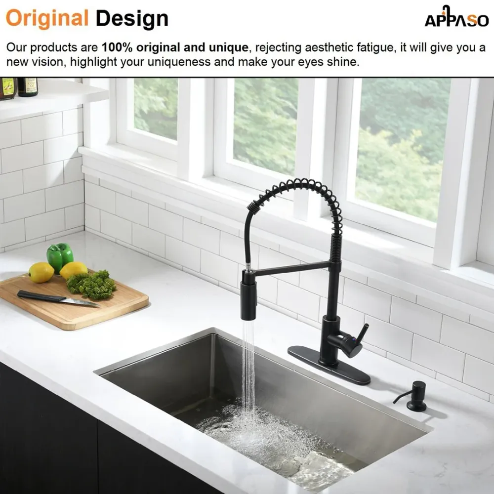 APPASO Moderne Haute Arc Robinet de cuisine à tirette commercial ressort Bronze huilé 163ORB