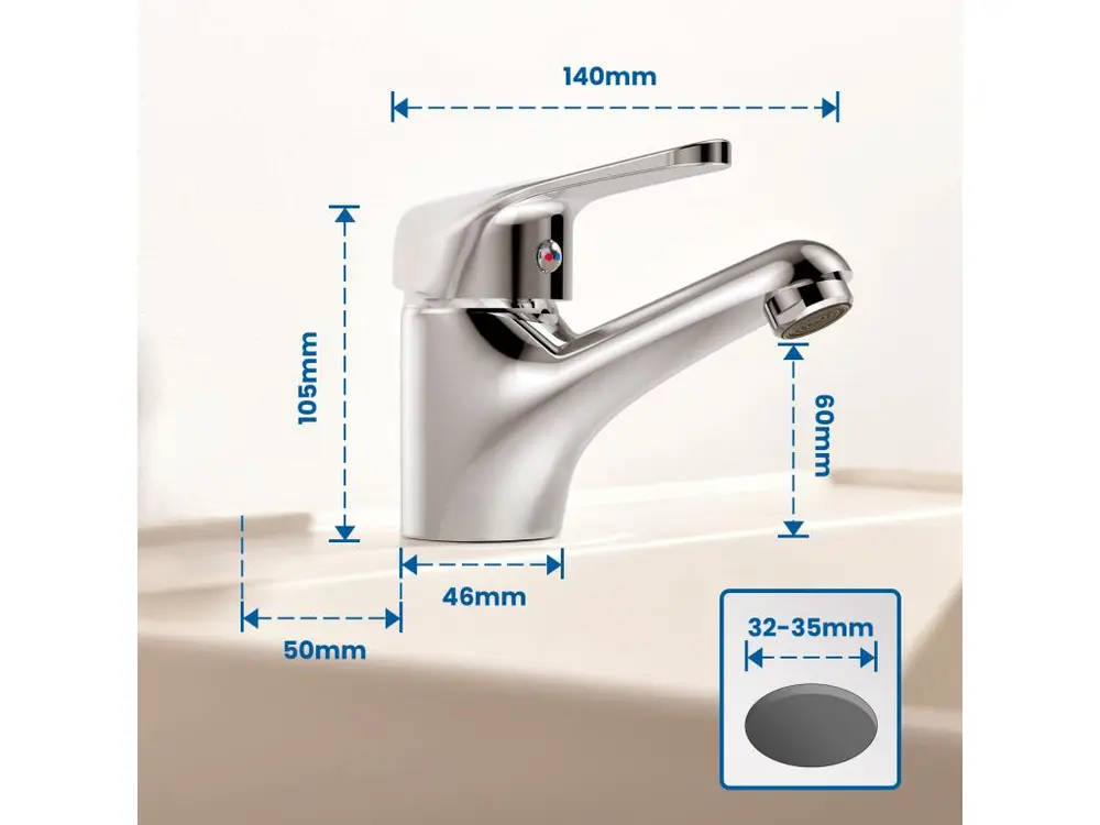 Auralum max Mitigeur Lavabo Monotrou sans Tirette Vidage, Chromé Robinetterie Lavabo en Laiton+Ensemble Salle Bain Accesso...