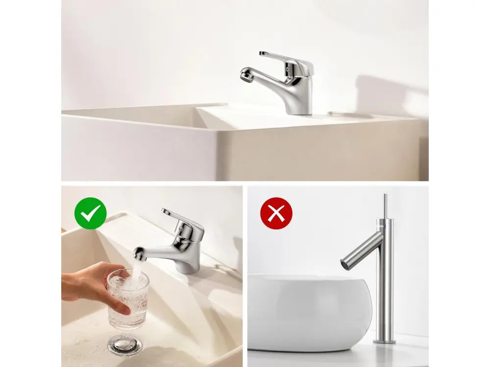 Auralum max Mitigeur Lavabo Monotrou sans Tirette Vidage, Chromé Robinetterie Lavabo en Laiton+Ensemble Salle Bain Accesso...