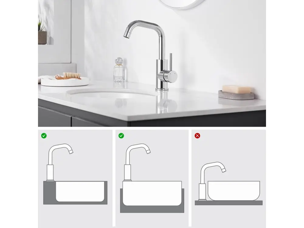 Auralum max Mitigeur Lavabo,Robinet LavaboPivotant 360°,avec érateur Démotable,Chromé+60cm Porte-Serviettes Salle Bain Aut...