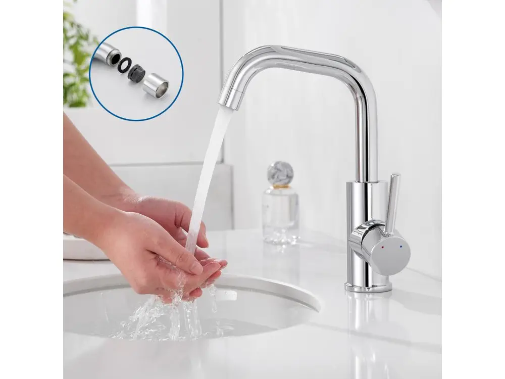 Auralum max Mitigeur Lavabo,Robinet LavaboPivotant 360°,avec érateur Démotable,Chromé+60cm Porte-Serviettes Salle Bain Aut...