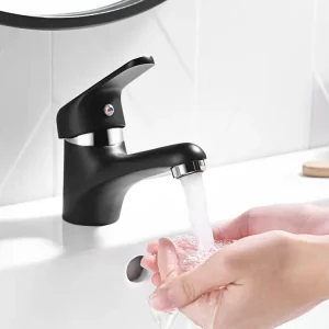 Auralum Max Noir Robinet Mitigeur Lavabo ave Bubbler amovible Mitigeur Lavabo en Laiton avec Noyau de Valve en Céramique E...