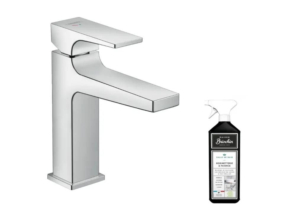 Mitigeur lavabo HANSGROHE Metropol 110 CoolStart poignée manette acier chromé + nettoyant Briochin