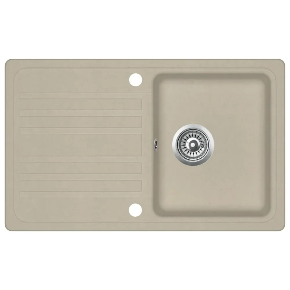 Évier de cuisine seul lavabo 76,5 x 46 cm sable granit 02_0002334