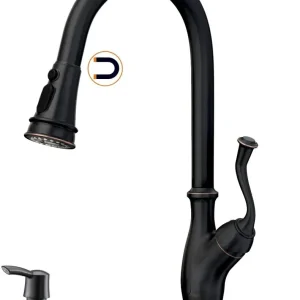 APPASO Robinet de cuisine Antique à poignée exceptionnel magnétique à arc élevé Bronze huilé 175ORB
