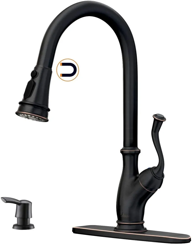 APPASO Robinet de cuisine Antique à poignée exceptionnel magnétique à arc élevé Bronze huilé 175ORB