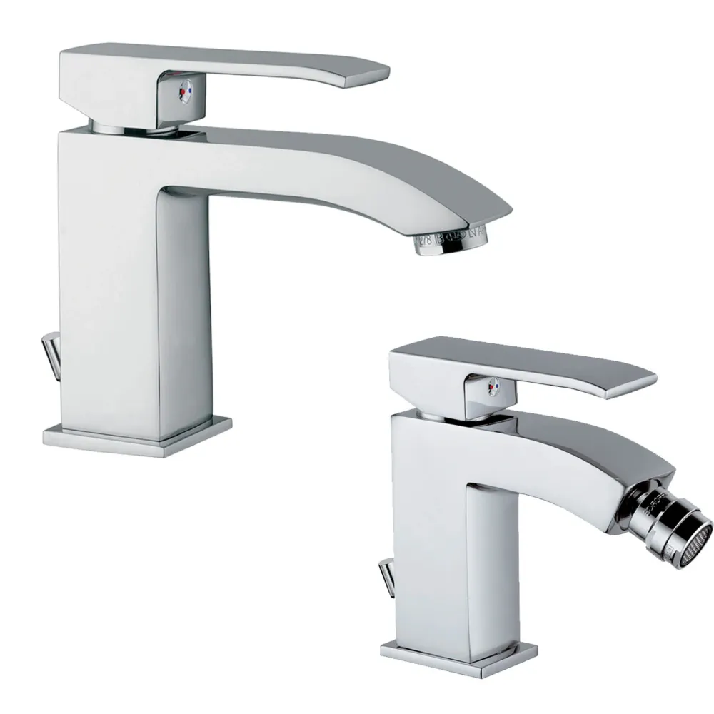 Ensemble de mélangeurs de salle de bain Paffoni Level Lavabo + Bidet avec bonde de vidange