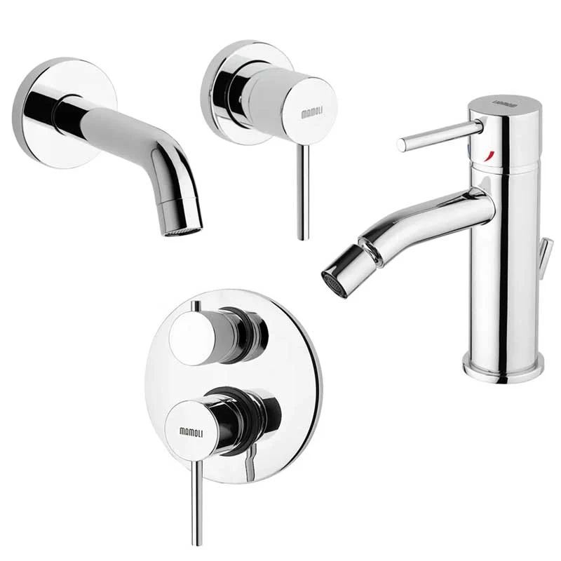 Ensemble de robinets de douche avec déviateur, lavabo encastré et bidet avec vidage en laiton chromé collection Pico de Ma...