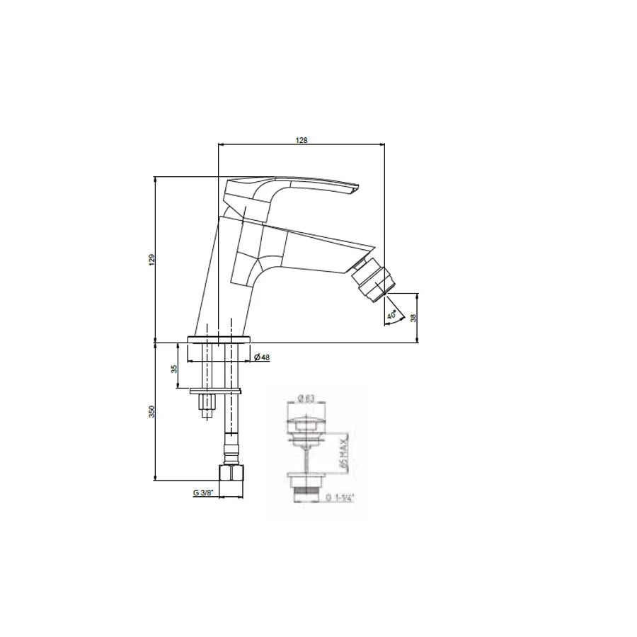 Ensemble de robinets pour lavabo haut, bidet et douche chromé avec bonde et clapet collection Hike de Argo Rubinetterie