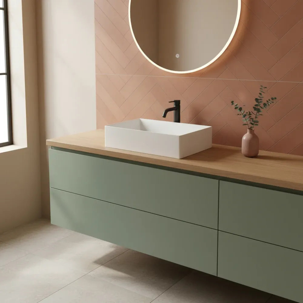 Lavabo à poser carré Ceramica Azzurra Elegance 42x35 cm sans trou robinetterie - Blanc brillant