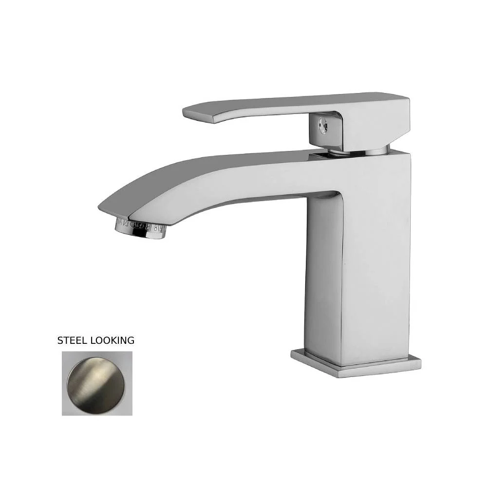 Mitigeur lavabo sans vidage série Level modèle LES071ST aspect acier Paffoni