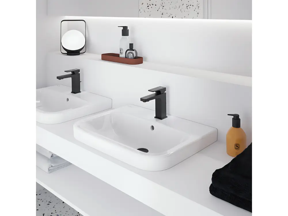 Mitigeur lavabo VILLEROY ET BOCH Architectura Square sans tirette Matt Noir jais