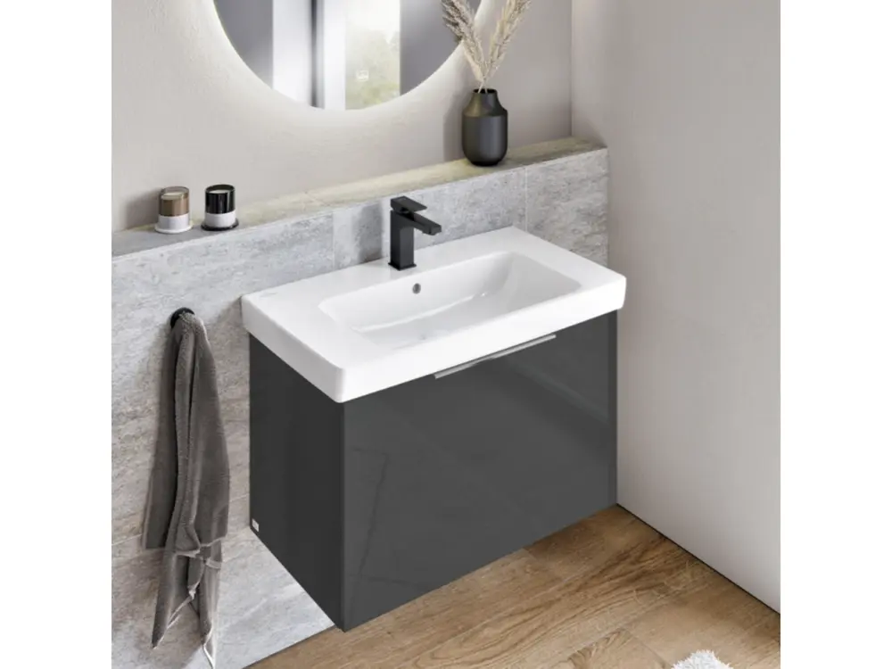 Mitigeur lavabo VILLEROY ET BOCH Architectura Square sans tirette Matt Noir jais