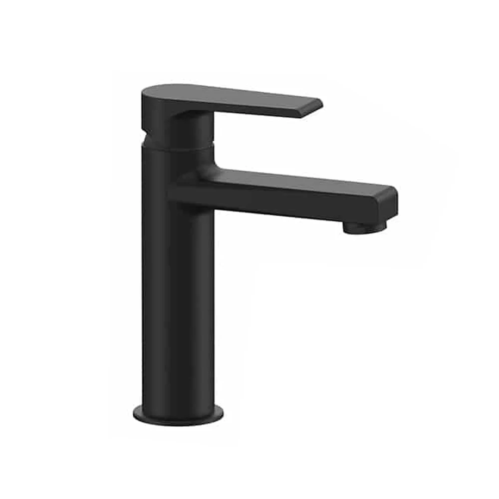 Mitigeur moyen lavabo Rubinetterie Mariani ligne Artic noir mat avec vidage