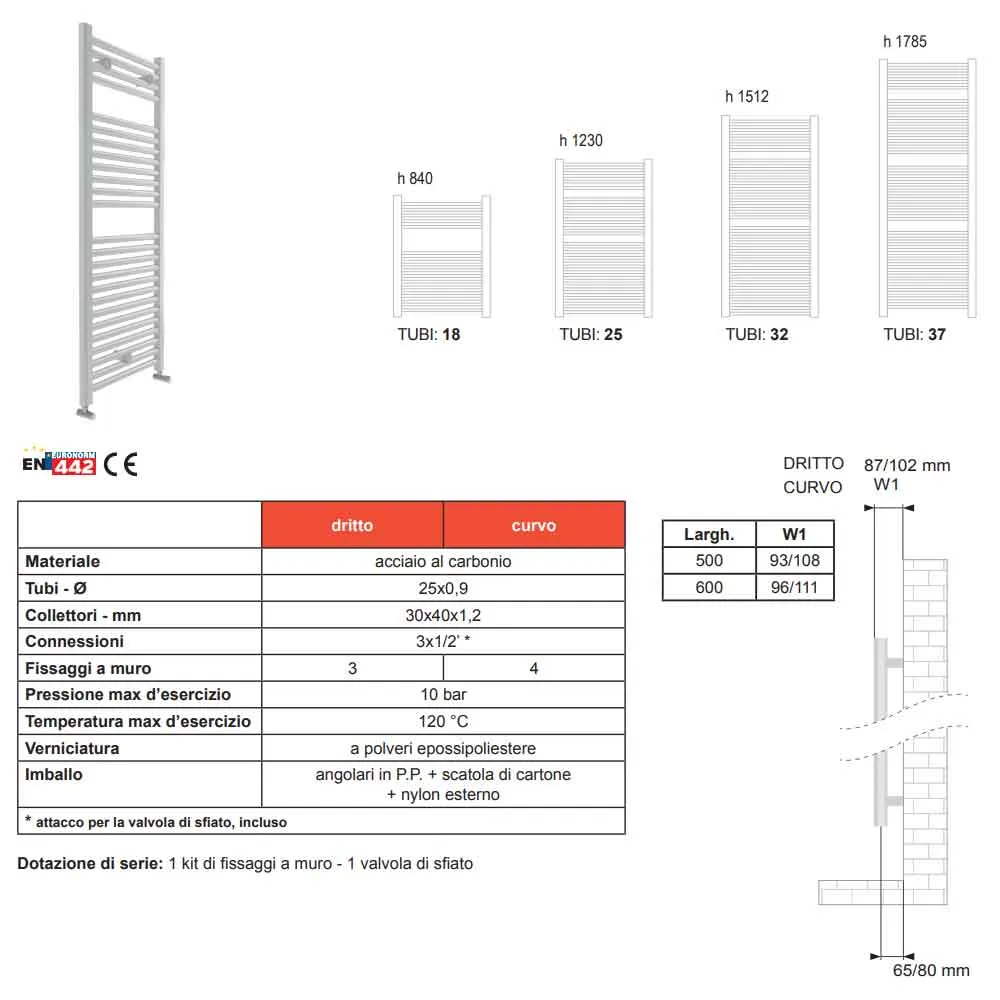 Radiateur sèche-serviettes en acier chromé Lazzarini modèle Roma 842x400