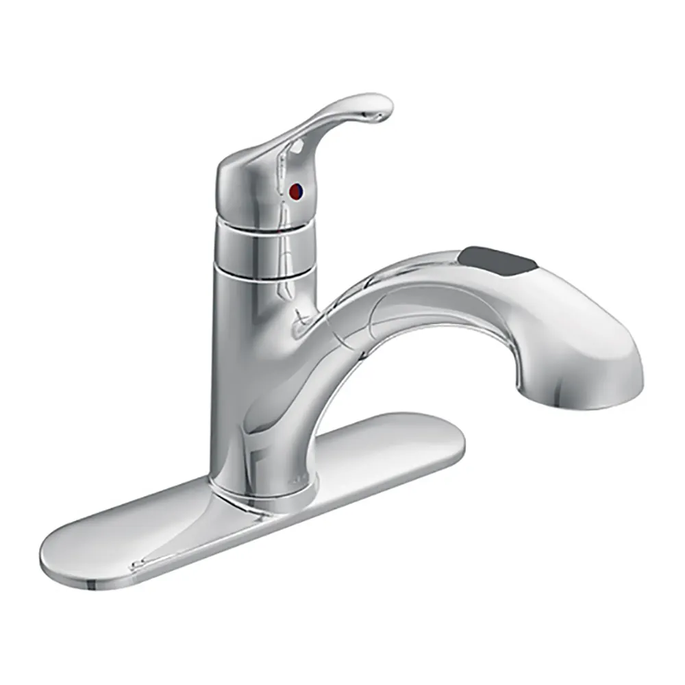 Robinet de cuisine chromé à monocommande à petite arche avec bec rétractable