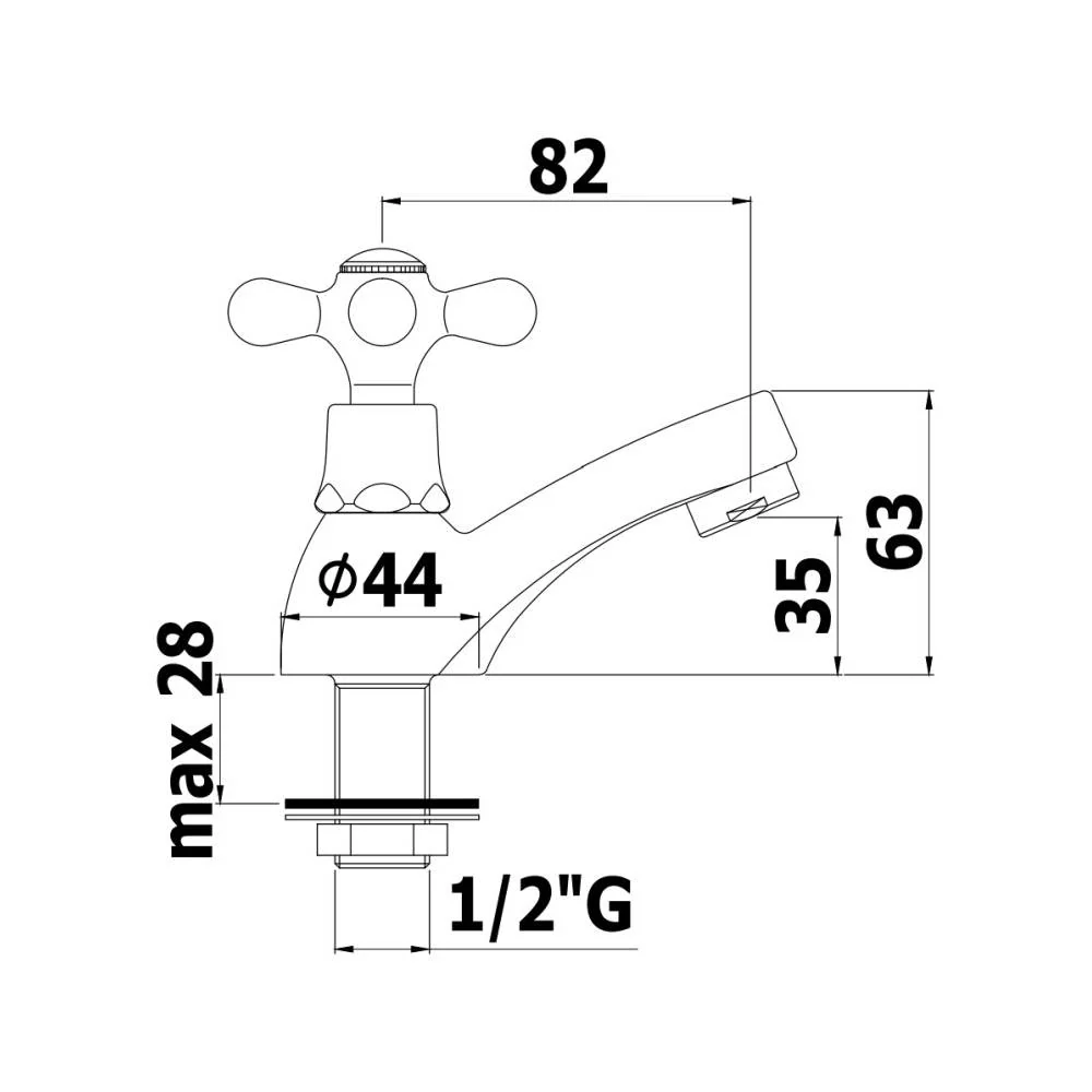 Robinet de lavabo eau froide seule série Iris modèle IRV090CR chromé Paffoni