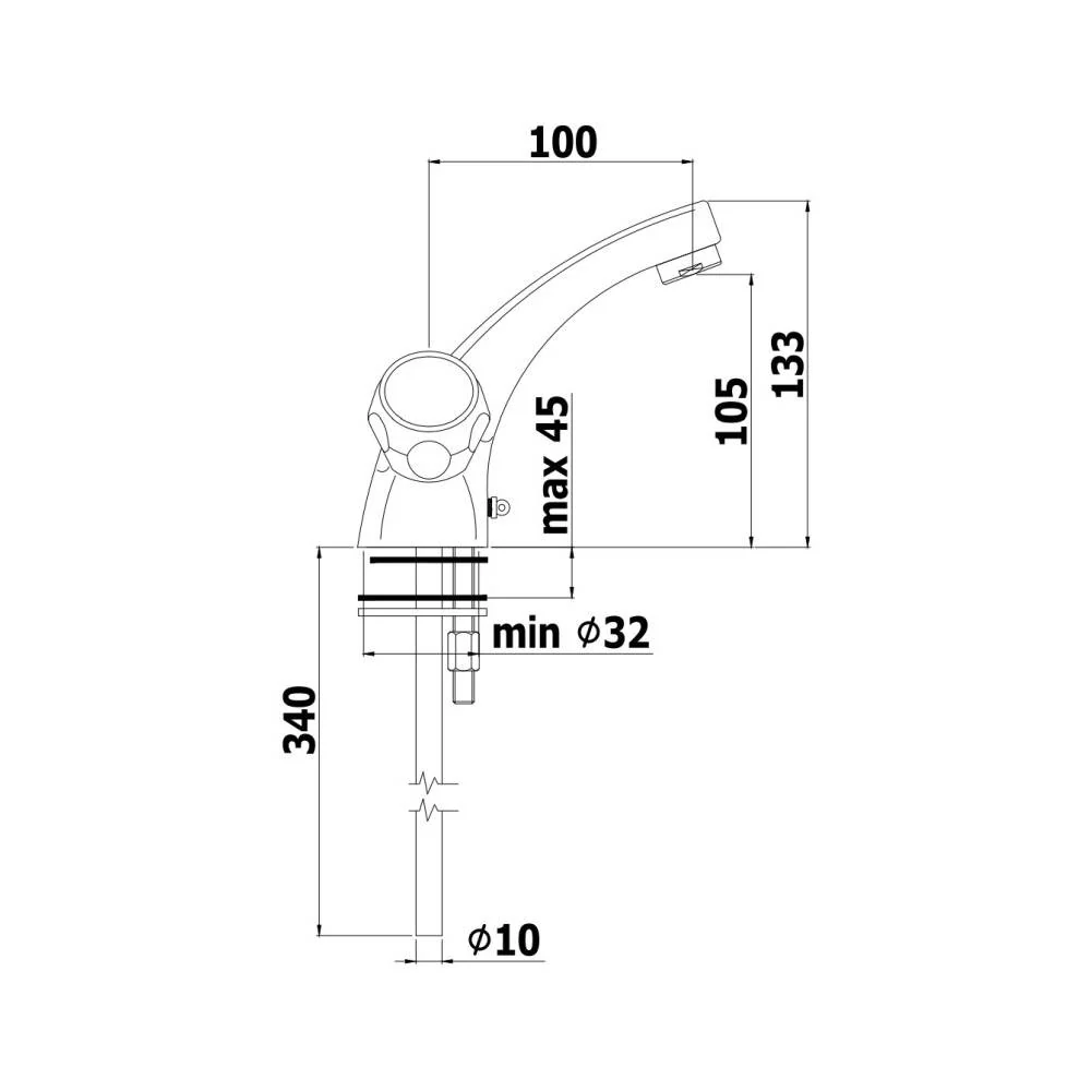 Robinet de lavabo monofore sans vidage série Danubio modèle DA071CR chromé Paffoni