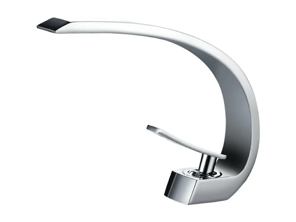 Robinet de salle de bain Mitigeur lavabo salle bain design novateur Laiton Céramique chrome IDK6101-1 avec flexibles