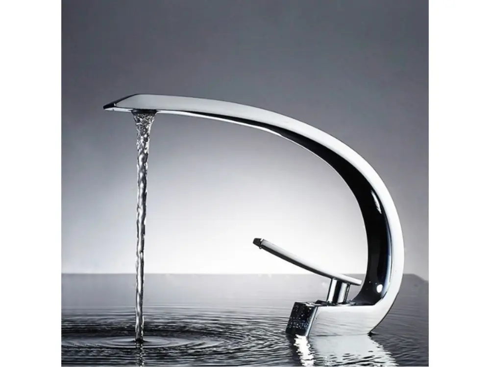 Robinet de salle de bain Mitigeur lavabo salle bain design novateur Laiton Céramique chrome IDK6101-1 avec flexibles