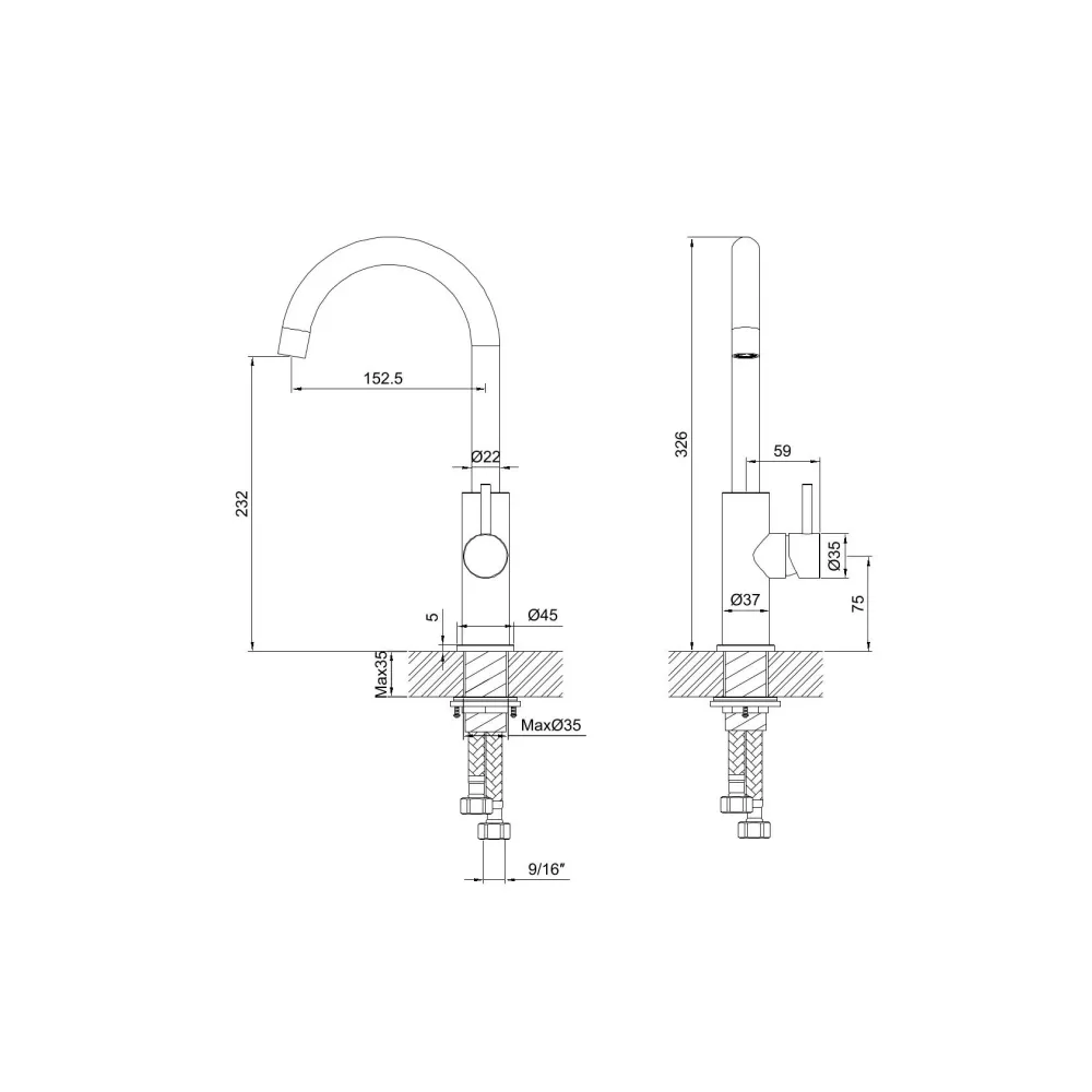SINED robinet de cuisine en acier inoxydable 316L finition or rose résistant à la corrosion hauteur 32 cm pour intérieur e...
