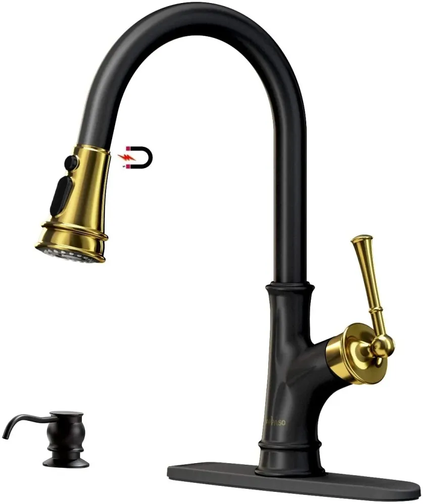 APPASO Robinet de Cuisine avec Douchette Extractible d'Évier 3 Jets au Choix Robinet Cuisine Mitigeur Bec Rotatif Noir et...
