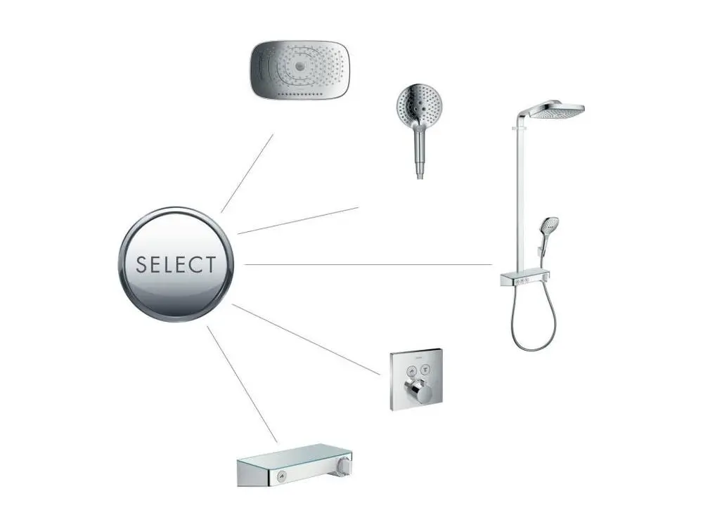 Colonne de douche thermostatique HANSGROHE Raindance Select E 300 3 jets avec mitigeur 30 cm chromé