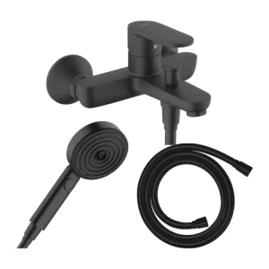 Pack mitigeur bain douche HANSGROHE Vernis Blend + Polyvalent Isiflex + Pommeau HANSGROHE Pulsify Select 105 3 jets noir mat