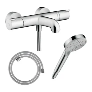 Pack mitigeur bain thermostatique HANSGROHE Ecostat 1001CL + Adaptable Designflex + Pommeau Vernis Blend 100 EcoSmart 2jet...