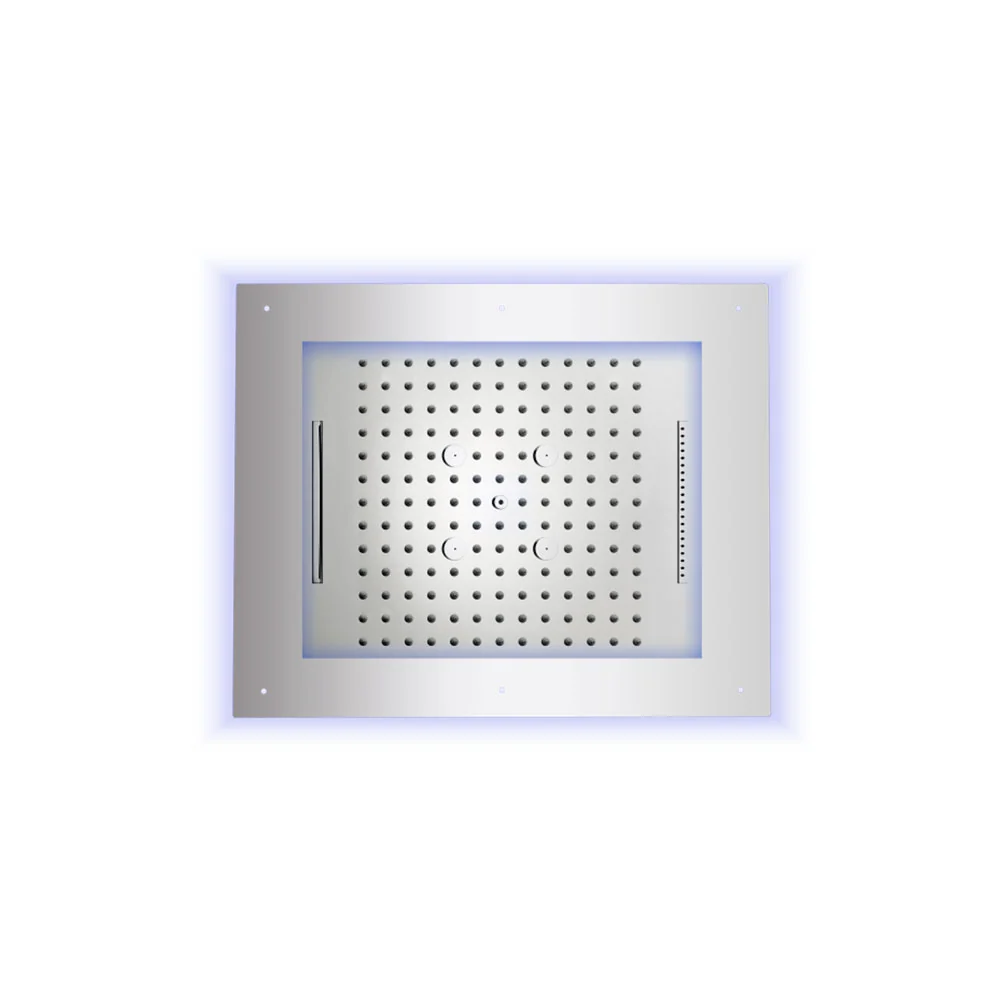 Pomme de douche acier inoxydable chromé Bossini Frame Multifonction 60x50 cm 4 jets