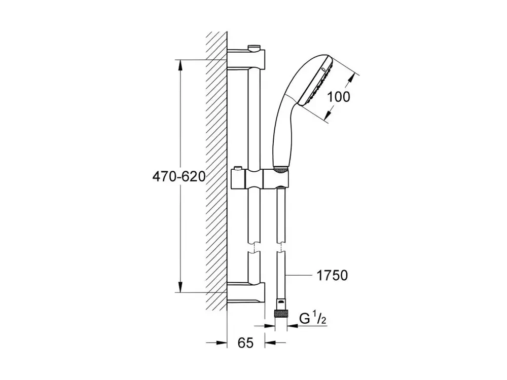 Pommeau de douche GROHE Quickfix Vitalio Start 100 2 jets avec barre