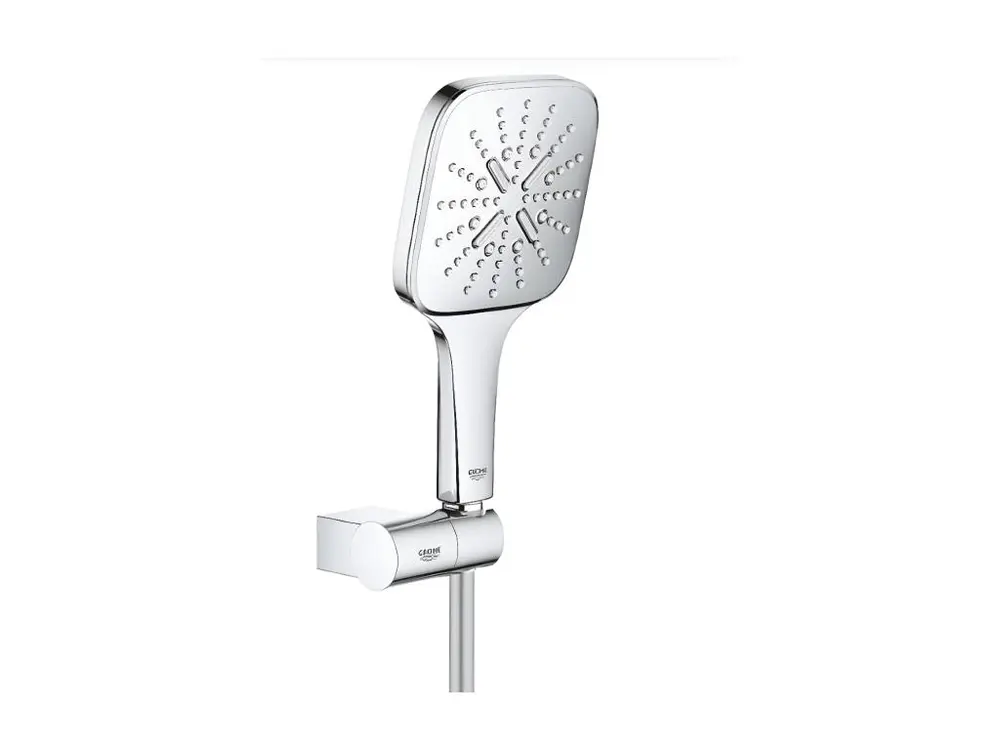 Pommeau de douche GROHE Rainshower SmartActive 130 CUBE 3 jets avec support