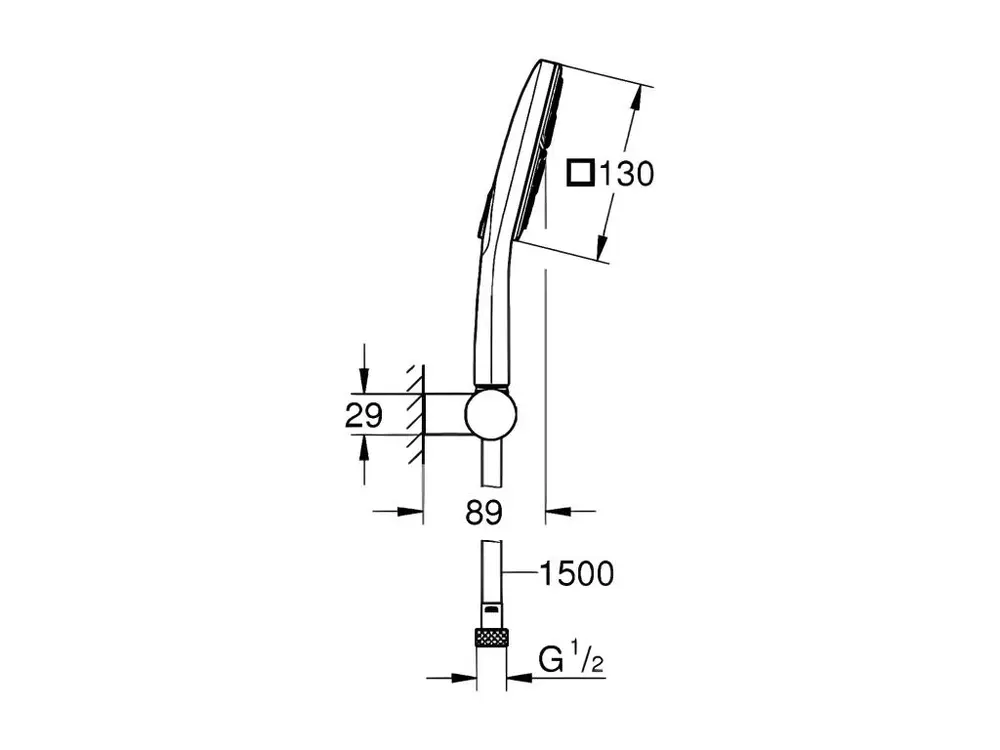 Pommeau de douche GROHE Rainshower SmartActive 130 CUBE 3 jets avec support