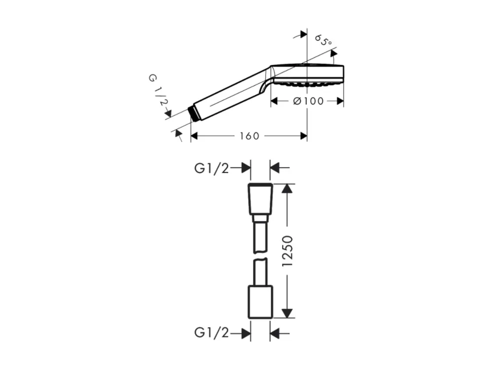Pommeau de douche HANSGROHE Crometta EcoSmart 2 jets blanc/chromé + polyvalent de douche HANSGROHE Designflex 125 cm chromé