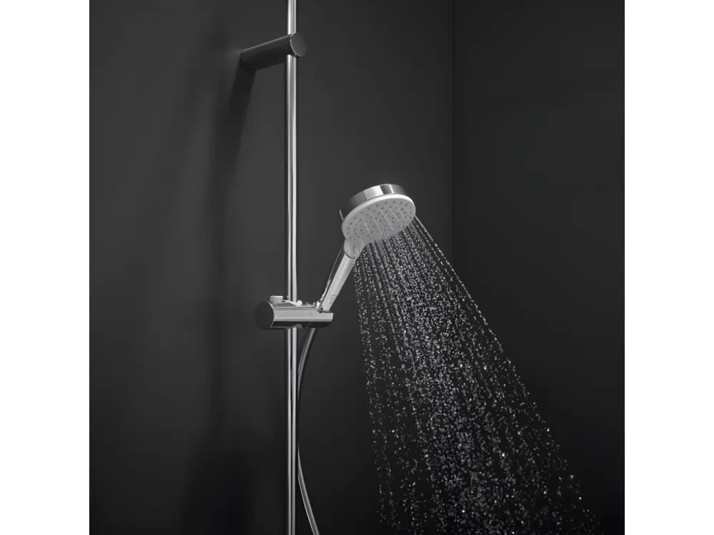 Pommeau de douche HANSGROHE Crometta EcoSmart 2 jets blanc/chromé + polyvalent de douche HANSGROHE Designflex 125 cm chromé