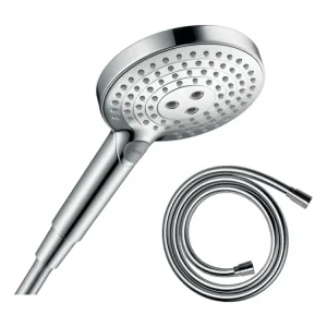 Pommeau de douche HANSGROHE Raindance Select S EcoSmart 120 3 jets chromé + polyvalent de douche 1,25 m HANSGROHE Isiflex...