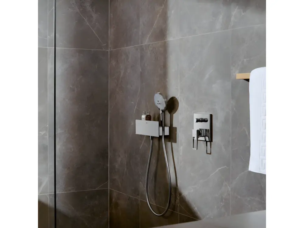 Pommeau de douche HANSGROHE Raindance Select S EcoSmart 120 3 jets chromé + polyvalent de douche 1,25 m HANSGROHE Isiflex...