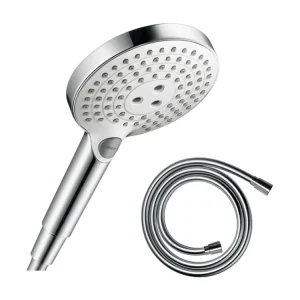 Pommeau de douche HANSGROHE Raindance Select S EcoSmart 120 3 jets blanc/chromé + polyvalent de douche 1,60 m HANSGROHE Is...