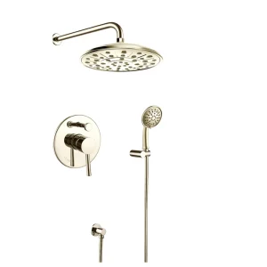 Pommeau de Douche 1 Poignée avec Douchette Or Brossé