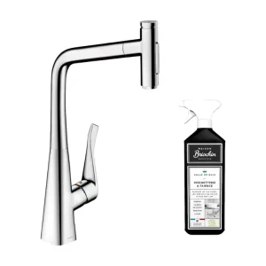 Robinet de cuisine avec douchette HANSGROHE Metris Select M71 320 2 jets chromé + nettoyant Briochin